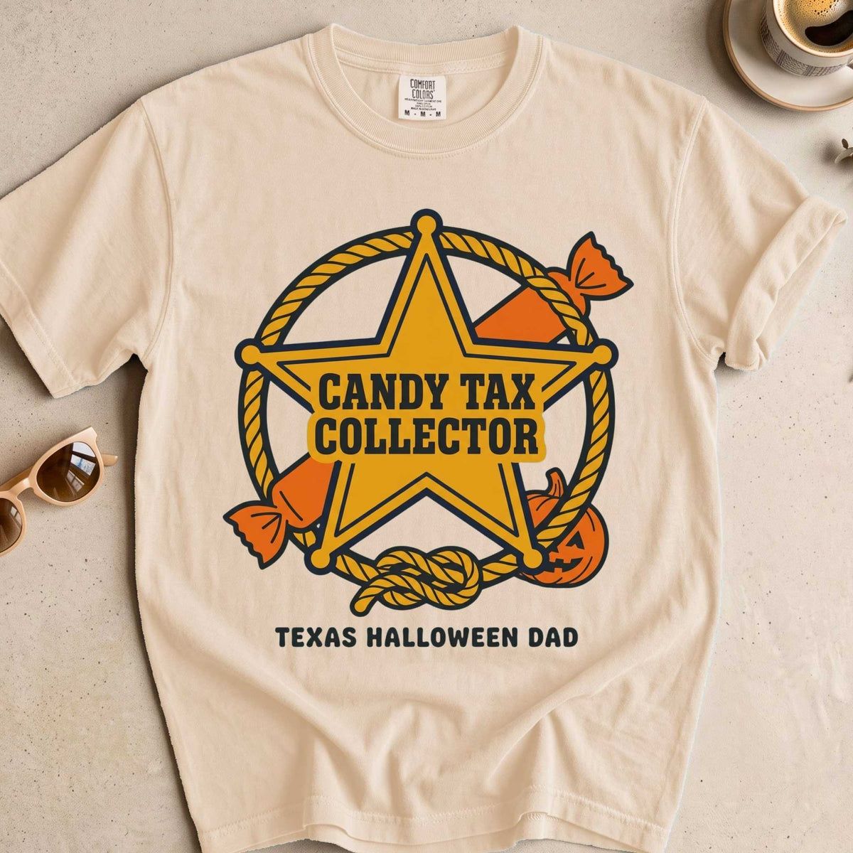 Texas Halloween Dad Badge Tee