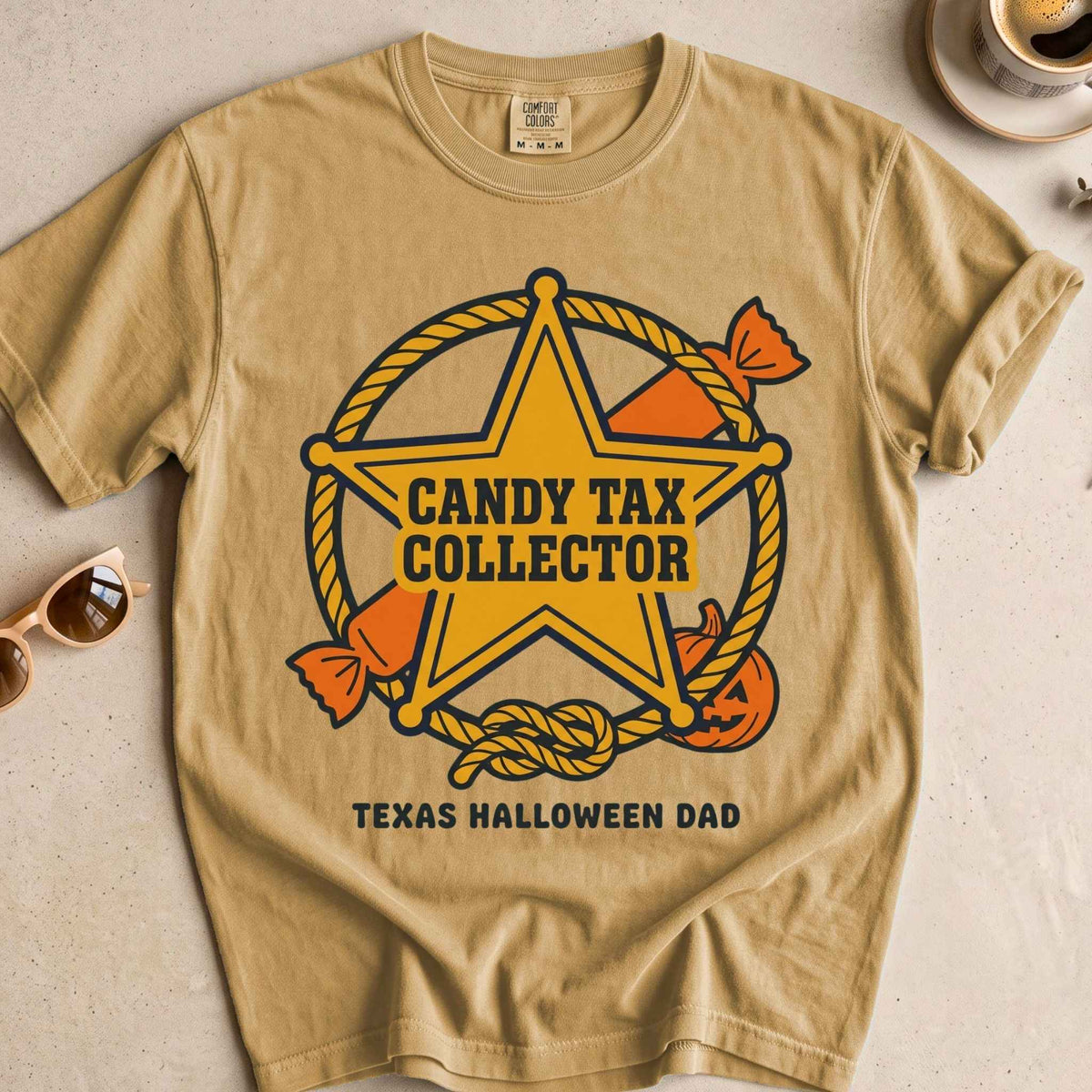 Texas Halloween Dad Badge Tee